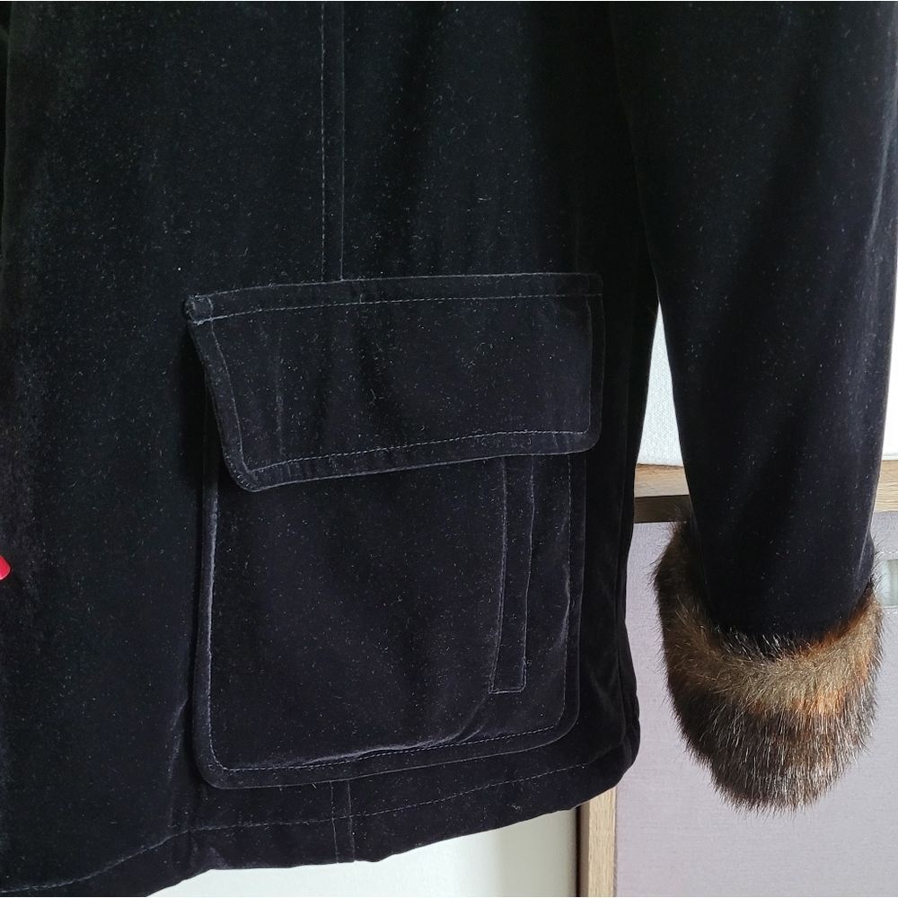 Black GALLERY Jacket with Faux Fur Trim Size Small - Picture 7 of 16